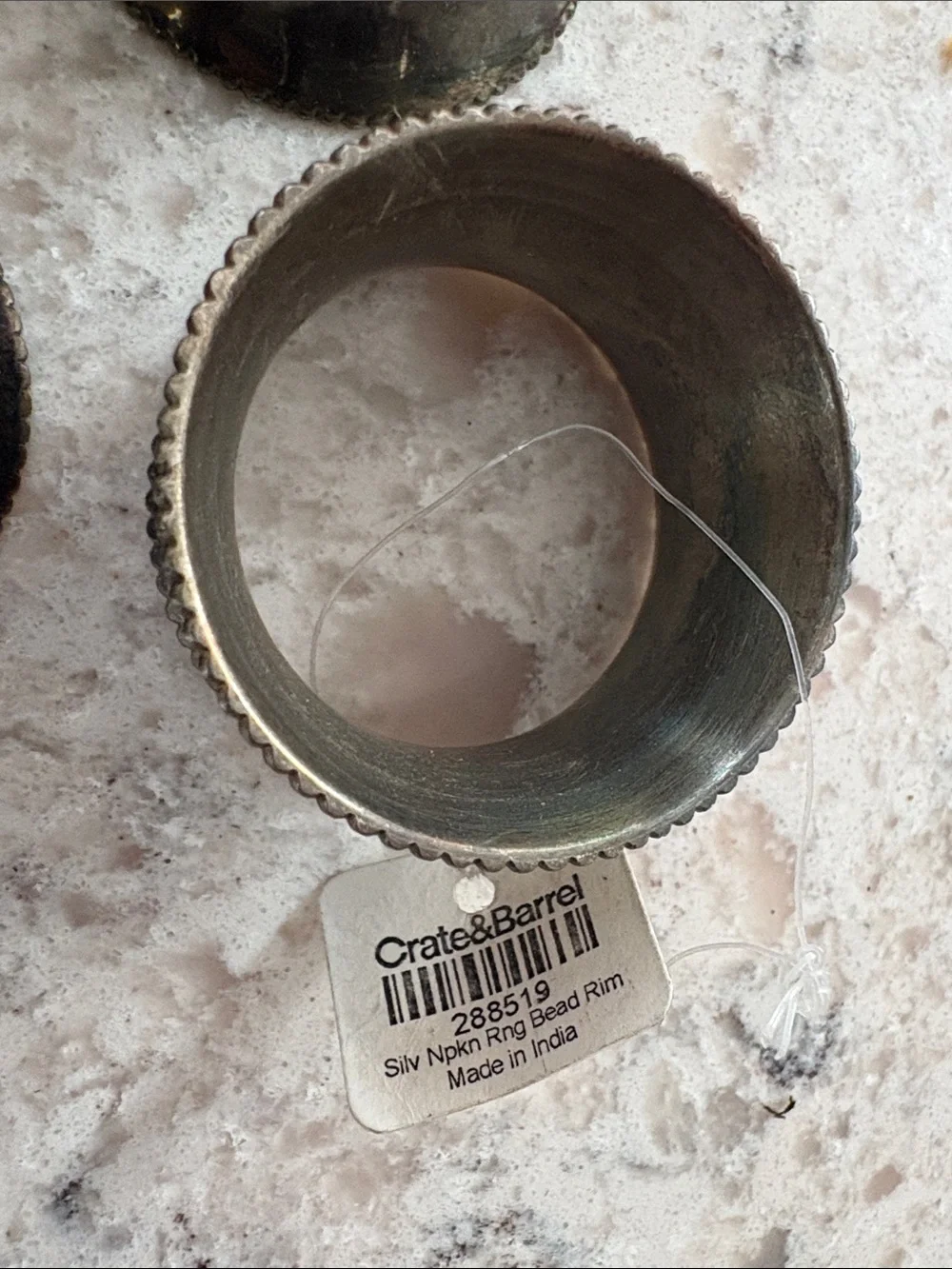 Crate & Barrel Silver Beaded Napkin Ring Set of 12